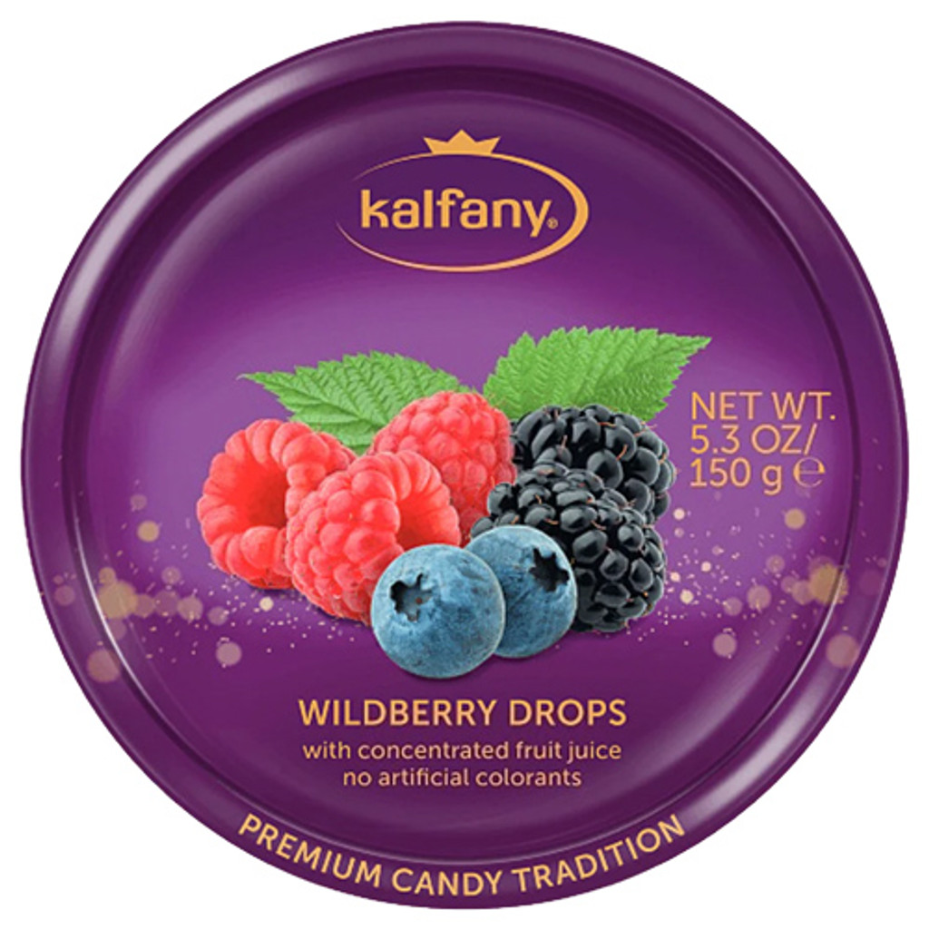Kalfany Wild Berry Drops Tin10x150g (5.29Oz) Product Of Germany